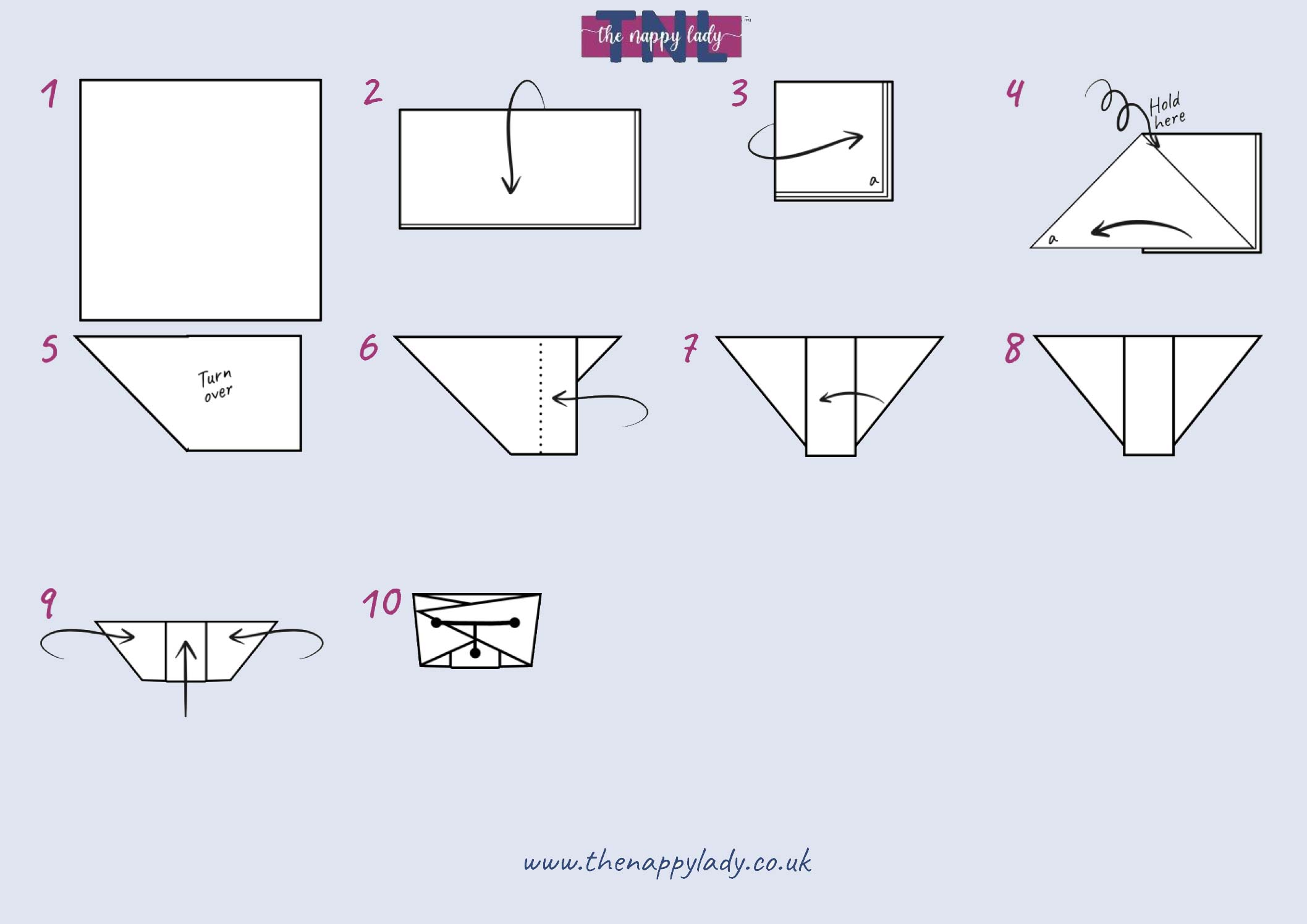 folding guide for the bat terry nappy fold