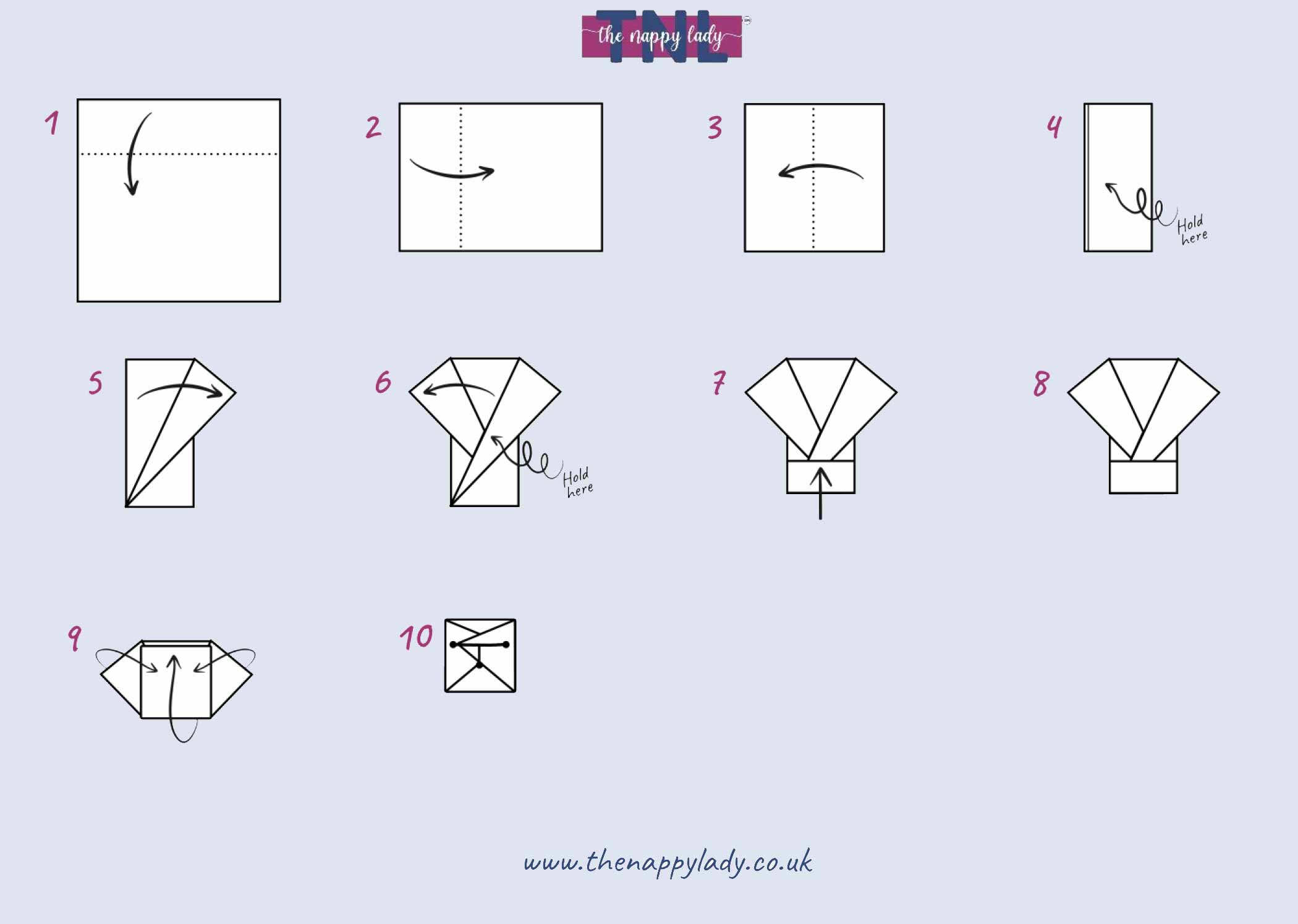 folding guide for the poo catcher terry nappy fold