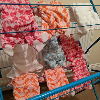 drying nappies on a heated airder