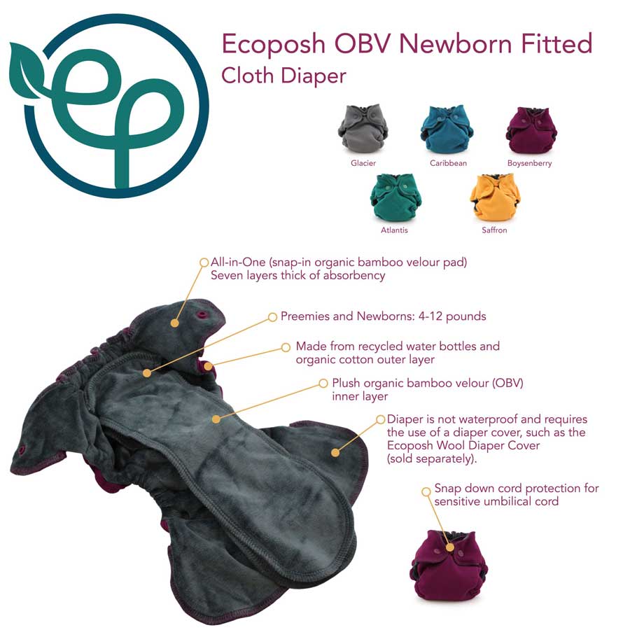 Ecoposh OBV NEWBORN Fitted Nappy by Kangacare