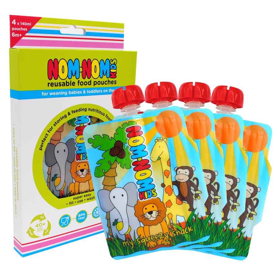 Nom Nom Reusables Animal Pouches- 4 Pack