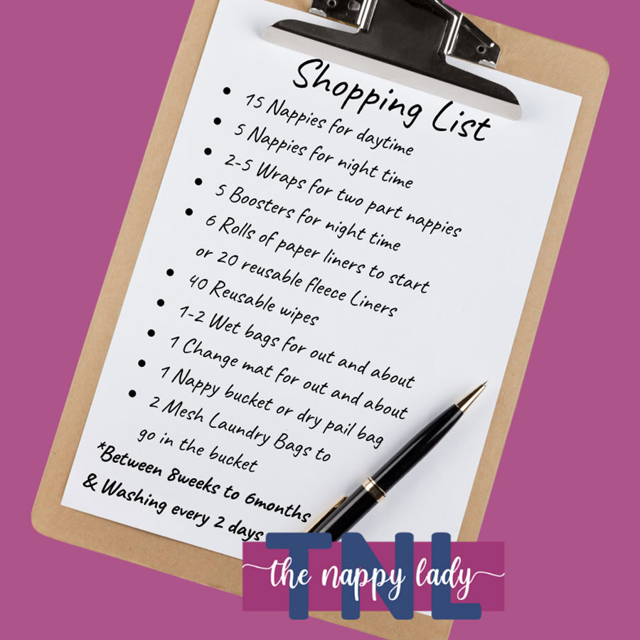 The Nappy Lady reusable nappy shopping list